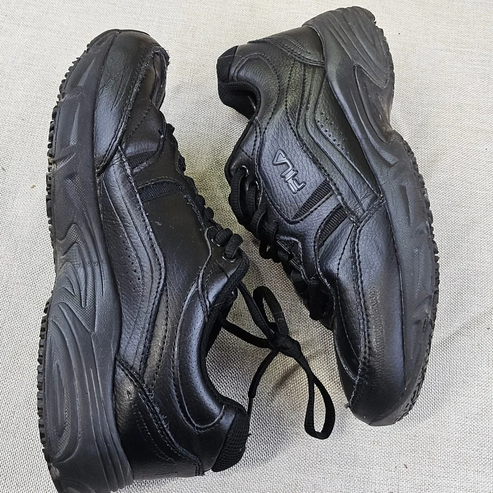 Fila US‎ 8 EEEE Work Athletic Shoes Black Leather Upper Cushioned Wide Width